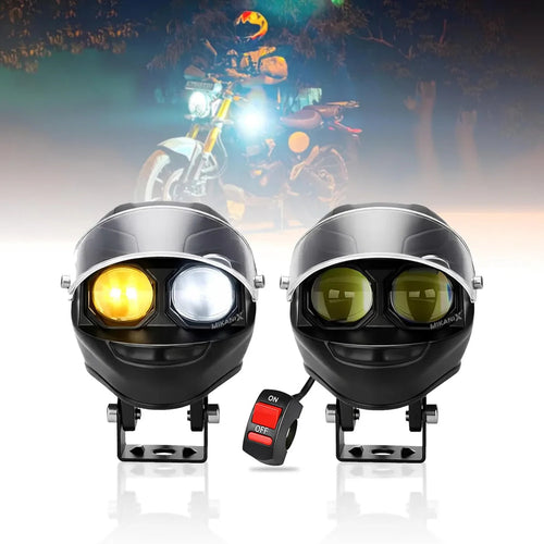 HIGH-POWER Dual-Color LED Helmet Safety Light (White + Amber)