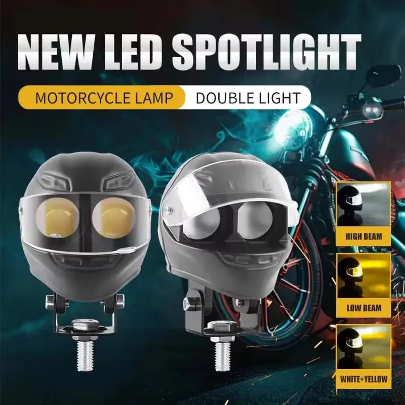 HIGH-POWER Dual-Color LED Helmet Safety Light (White + Amber)